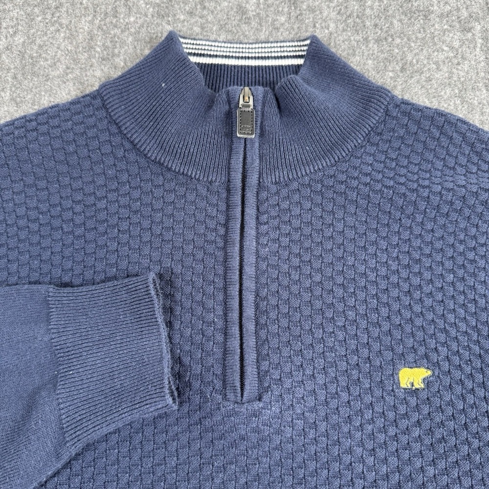 Jack Nicklaus Men's Medium Navy Blue Quarter-Zip Sweater Textured Knit
